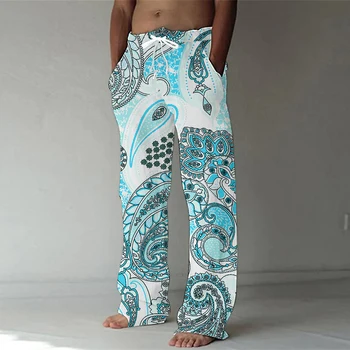 2023 Yeni Moda Rahat Dans Yoga spor pantolon erkek Yaz İnce Çabuk kuruyan Nefes Büyük boy Plaj Düz Bacak Pantolon