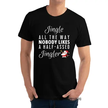Gömme erkek tişört Jingle Tüm Yol Noel Baskılı Üstleri Gömlek Saf Pamuk Kısa Kollu Basit Tarzı T Shirt Ekip Boyun