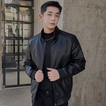 Erkek Ceketleri erkek İş deri ceketler Ceket erkek Pu Blazers Yeni Kore Tarzı İnce İnce Trend Deri motosiklet ceketleri