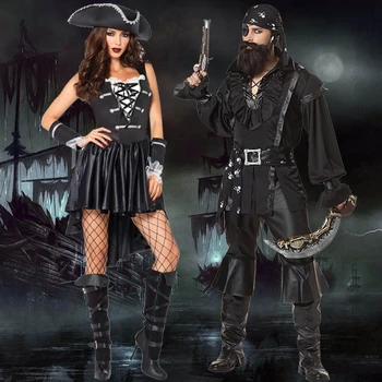 Korsan Kostümleri Erkekler Kadınlar Yetişkin Jack Sparrow Cadılar Bayramı Cosplay Parti Kıyafet Karnaval Korsanlar Performans Anime Oyunları Kostüm