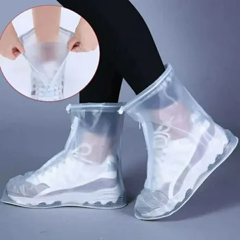 Erkek kadın Kullanımlık yağmur botu Kapak kaymaz Aşınmaya dayanıklı Kalın Su Geçirmez Ayakkabı Kapağı yağmur botu Kapak ile Su Geçirmez Katmanlı