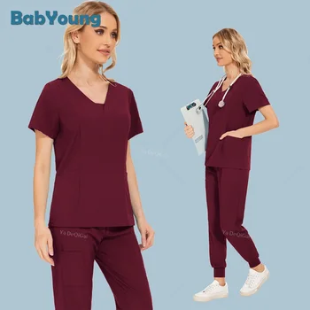 Eczane İş Giysisi Doktor hemşire üniforması Hastane Klinik İş Elbiseleri Hemşirelik Scrubs Seti Diş Cerrahisi Üniformaları Çok Renkli Takım Elbise