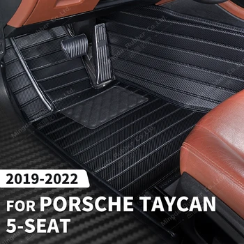 Özel Karbon Fiber tarzı Paspaslar Porsche Taycan İçin 5-Seat 2019-2022 20 21 Ayak Halı Kapak Oto İç Aksesuarları