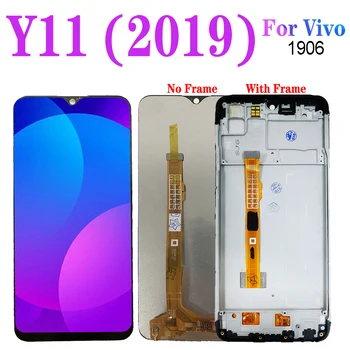 Y11 LCD İçin Çerçeve İle BBK Vivo Y11 2019 LCD 1906 ekran dokunmatik sayısallaştırıcı tertibatı Değiştirme Vivo 1906 LCD 6.35