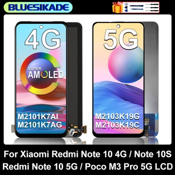 AMOLED Xiaomi Redmi İçin Not 10 4G Ekran Not 10S LCD M2101K7AI Dokunmatik Ekran Digitizer Redmi İçin Not 10 5G LCD POCO M3 Pro LCD