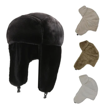 Açık Bombacı Şapkalar Kış Erkekler Sıcak Rus Ushanka Şapka Kulak Flep İle Peluş Ve Kalınlaşmış Trapper Kap Kış Kulaklığı Kadınlar İçin
