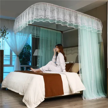 Yaz Yeni Saray U şeklinde Cibinlik Dantel Prenses Tarzı Sivrisinek Geçirmez Yükseltilmiş İniş Tarzı Otel Ev Yatak Saçak