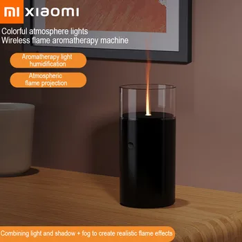 Xiaomi Aromaterapi Difüzör Nemlendirici Simüle Alev Projeksiyon Araba Hava Nemlendirici Ev Küçük Difüzör Renkli Gece Lambası