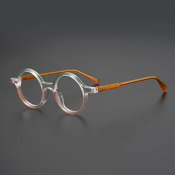 Moda gevşek toz gözlük çerçeve erkekler yüksek kaliteli asetat tasarımcı optik gözlük okuma kadınlar yuvarlak kişiselleştirilmiş gözlük