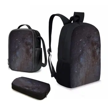 YIKELUO 3 ADET Yıldızlı Gökyüzü / Evren / Galaxy Çocuklar Okula Dönüş Hediye Çantası Büyük Kapasiteli Laptop Sırt Çantası Su Geçirmez Seyahat Çantası