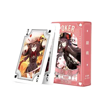 Anime Genshin Darbe 54 Adet Poker Kartı Hutao Dekompresyon Oyunu Cosplay oyun kartı Çevre Oyun Kartı Sevinç Zaman Parti