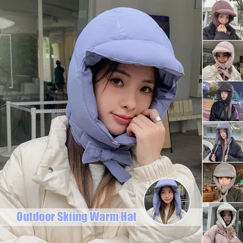Moda Retro kulak koruyucu Kayak Şapkaları Aşağı Pamuk Kadife Yastıklı Şapka Erkekler Kadınlar Kış Açık Sürme Kayak Sıcak Bombacı Şapka
