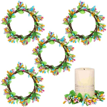 Yapay Okaliptüs Yaprakları Mum Çelenkler Çiçek Mum Yüzükler Düğün Masa Düzenleme Noel Partisi Dekorasyon