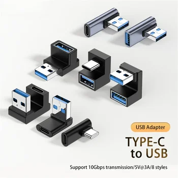 90/180 Derece Dirsek C Adaptörü C USB C OTG USB Dönüştürücü U Şekli USB-C 3.0 Konektörü Android Bilgisayar tablet telefon Adaptörü