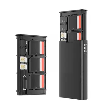 SD Mikro SD SIM Kart Pin Hafıza Kartı saklama kutusu BUDI 1 Alüminyum telefon cebi taşınabilir araç tutucu Aksesuarları Alaşım Araba G9U5