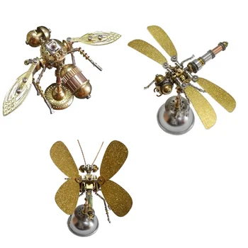 DIY Mekanik Böcekler model seti Metal Montaj Yusufçuk / Kelebek / Küçük Sinekler Oyuncak Modeli Yapı Kiti Gençler Yetişkinler İçin