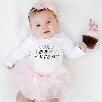 Yenidoğan Bebek Kıyafetleri Olabilir Miyim Herhangi Bir Sevimli Desen Bebek Erkek Kız Uzun Kollu Mektup Baskılı Tulum Giysileri Kıyafetler 0-24M