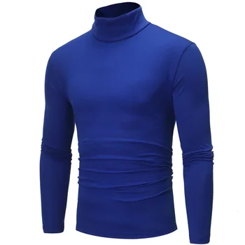 A3051 Sonbahar Kış erkek Termal Uzun Kollu Rulo Balıkçı Yaka T-Shirt Düz Renk Üstleri Erkek İnce Temel Streç Tee Üst