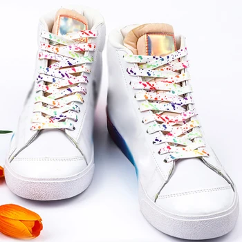 Yeni Benekli Leke Ayakabı Düz Yüksek top kanvas sneaker Ayakkabı bağcıkları Kadın Erkek Rahat Ayakkabı Dizeleri 120cm / 140cm / 160cm