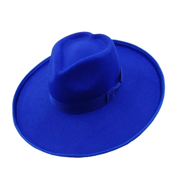 Aşk Çift Şapka Fedora Yeni Kraliyet Mavi Toptan Fedora 10 cm ağız Monokrom Yeni Caz Şapka Kış sombrero hombre