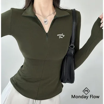 Mondayflow Golf Giyim kadın Spor Uzun Kollu Ter emici ve Nefes Üst Slim Fit Casual golf gömlekleri Kadınlar için