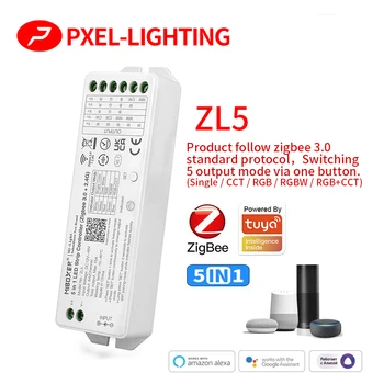 Zigbee 3.0 5 in 1 LED Denetleyici Miboxer için 2.4 G uzaktan kumanda 12V 24V Tek renk / Çift beyaz / RGB / RGBW / RGB + CCT LED Şerit bant