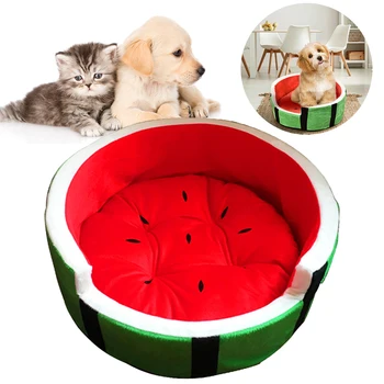Kış Karpuz Şekli Pet Yatak Küçük Kedi Köpek Pet Uyku Evi yumuşak çekyat Kulübesi Köpek Mat Yastık Yuva Pet Yuva Malzemeleri