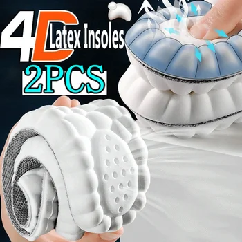 2 ADET 4D Şok Emme Tabanlık Yüksek Elastikiyet Lateks Masaj Ayakkabı Pedleri Ekler Unisex Yumuşak Spor Koşu Deodorant Yastıkları