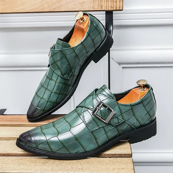 Moda Yeşil Erkekler Oxford Ayakkabı Sivri Burun Erkek Resmi Elbise parti ayakkabıları Yeni Moda Erkek Akşam erkek resmi ayakkabı