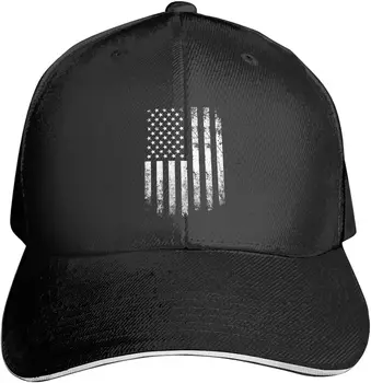 Erkekler ve Kadınlar için Vintage Siyah Amerikan Bayrağı Premium Ayarlanabilir Beyzbol Şapkası - Açık Hava Sporları, Güneş Koruması