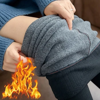 Kadın Kış Kadife Sıcak Tayt Termal Pantolon Polar Külotlu Çorap Kaplı Pantolon Tayt Cilt Etkisi Yüksek Bel Yün Tayt