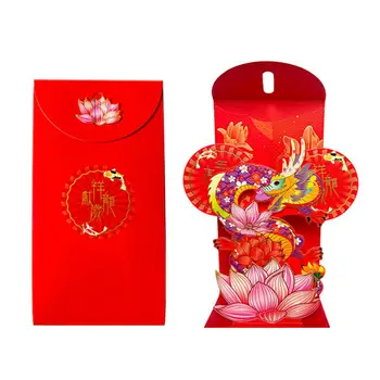Şanslı Zarf Şenlikli Zarf 2024 Bahar Festivali Geleneksel Çin Şanslı Para Zarfı Parti Malzemeleri için Canlı Renk