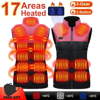 17 Alanlar ısıtmalı yelek erkekler elektrikli ısıtma yelek USB ısıtmalı ceket ısıtmalı yelek kadın ısıtmalı termal giyim aşağı ceket kış