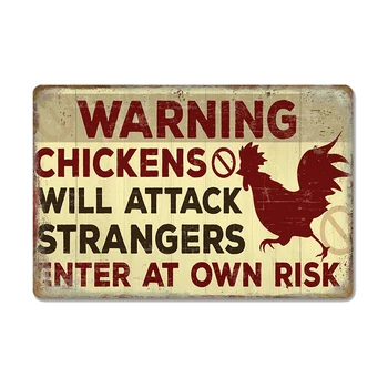 Tavuklar Teneke Işaretleri Metal Vintage Poster Horoz Tavuklar Yumurta Retro Plak duvar çıkartmaları Boyama Çiftlik Kapı Ev Dekor