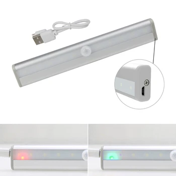 USB şarj edilebilir led lamba Gece Lambası PIR Hareket Sensörü Altında Dolap Dolap Lambası Soğuk / Sıcak Beyaz Mutfak Yatak Odası Gardırop