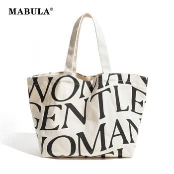 MABULA Tuval Nazik kadın büyük el çantası Çanta Kadın Kare Büyük Hafif Kadın Omuz Çantası Basit Rahat Mektup Kız İş Çantası
