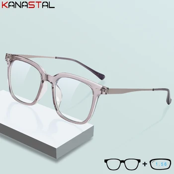 Reçete gözlük kadın okuma gözlüğü optik Lens miyopi erkek gözlük TR90 Metal kare mavi ışık engelleme gözlük çerçevesi