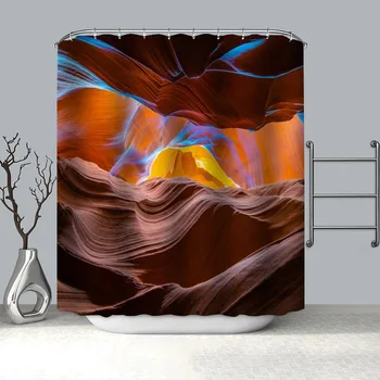 Kanyon Duş Perdesi Polyester Kumaş Ekranlar Banyo perdeleri 3D Su Geçirmez banyo perdesi Kanca İle 0924