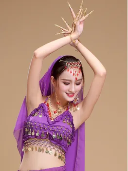 Sequins Oryantal Dans Oryantal Dans Giyim Arap Yelek Kadın Latin Şifon Çingene Sari Hint Kadınlar Düğün için Caz Püskül Tops