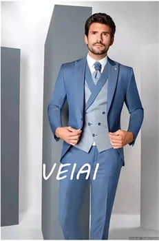 Yeni Düğün Balo Blazer Yelek Pantolon 3 Parça Tepe Yaka Kostüm Homme Damatlar Düğün Terno Masculino 2021 slim fit uzun kollu erkek gömlek Takım Elbise