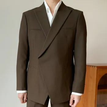 Yüksek Kaliteli Tek Düğme Takım Elbise erkek Blazers Ceket Rahat Ince Erkekler Moda Takım Elbise Iş Elbise Ceket Düğün Parti Blazers