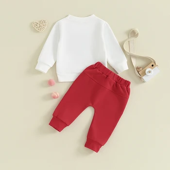 Bebek 2 Adet sevgililer Günü Kıyafetler Uzun Kollu Kazak Cep pantolon Seti Bebek Giysileri