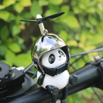 Motosiklet gidonu Dekorasyon Bisiklet Elektrikli Sevimli Panda Karikatür Kask Airscrew Araba Süsler sürüş donanımları Aksesuarları