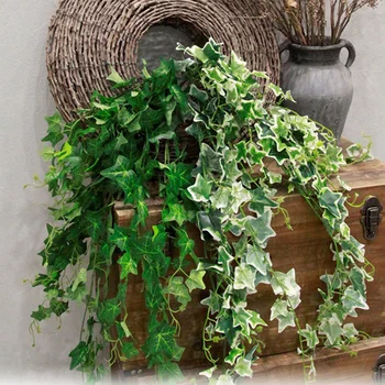 1 adet Yapay Asma Bitkiler Asılı Büyük Paket sarmaşık yaprağı Yeşil Bitki Plastik Asma Bitki Yaprağı Ev Düğün Bahçe Tüp Deco