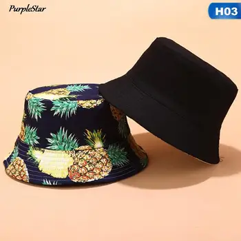 80s 90s Hip Hop Kova Şapka İnek Meyve ve Çiçekler Baskılı Packable Geniş Plaj Güneş Balıkçı Kap Erkek ve Bayan