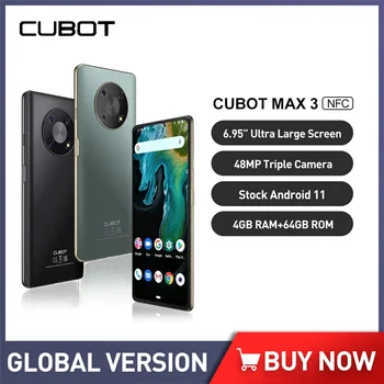 Cubot MAX 3 Akıllı Telefonlar 6.95 İnç Android 11.0 4GB RAM + 64GB ROM Cep Telefonları 5000mAh Pil 48MP Üçlü kameralı cep telefonları NFC