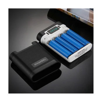 4 Adet 18650 Piller Şarj Durumda Şarj Edilebilir Durumda Mobil Güç Yuvalama Malzemesi Çift USB Pil Kutusu, Siyah