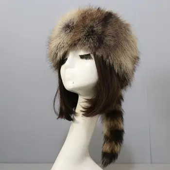 Faux tavşan kürk kış şapka yumuşak kalın Faux kürk bayanlar kış şapka rüzgar geçirmez kaymaz yıkanabilir açık kap ısı tutma