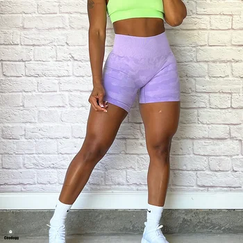 Camo Dikişsiz Yoga Şort Egzersiz Spor Şort Kadınlar İçin Spor Spor Şort Yüksek Bel Spor Giyim Spor Camo Tayt
