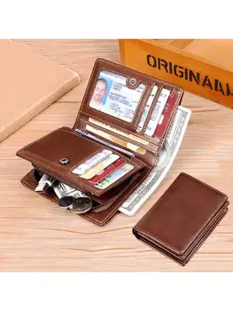 Erkek Fermuar Cüzdan PU deri cüzdan Erkekler için İş bozuk para cüzdanı Dikey kredi kart tutucu